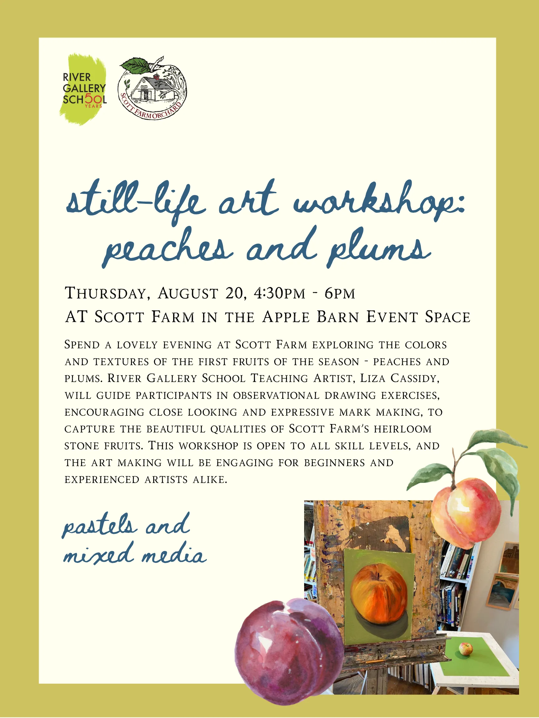 Botanical Art Workshop – Pastels & Mixed Media: Peaches and Plums