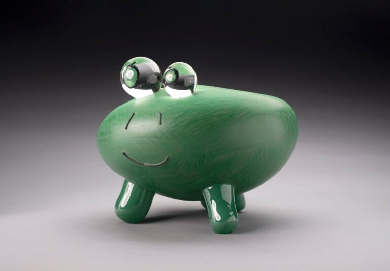 Froggy, designed by Phoebe Benik, age 6, created in glass by Josh Bernbaum. Froggy is generously sponsored by Elizabeth Catlin and Jared Flynn