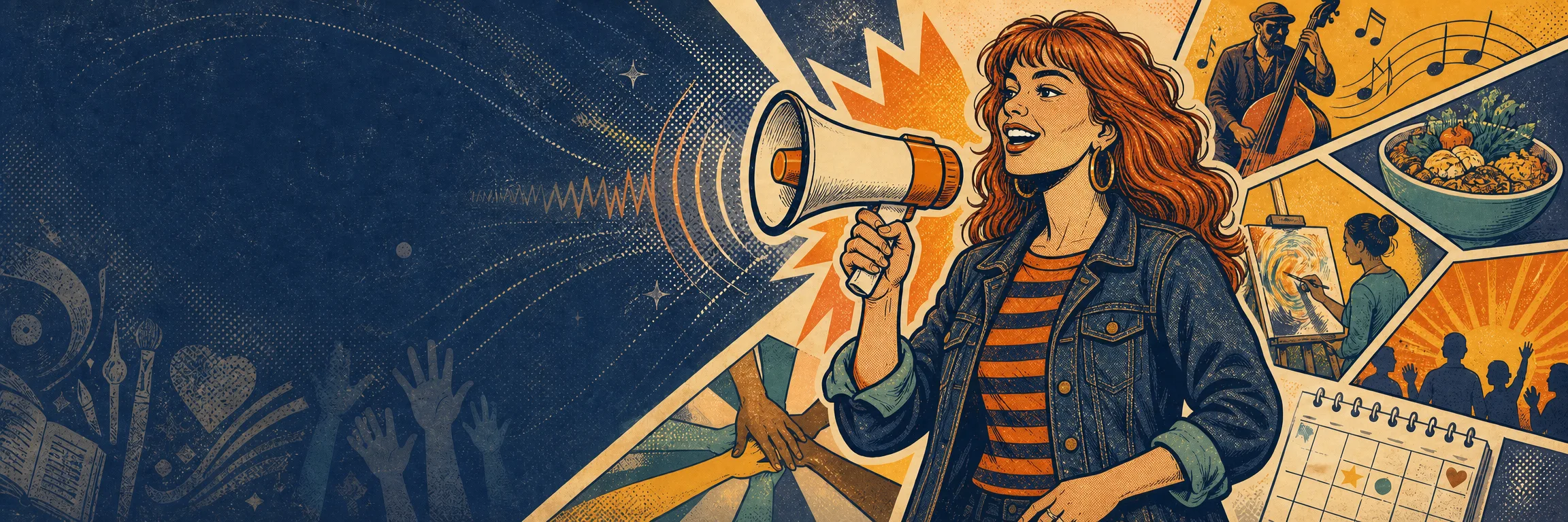 Retro comic-book broadcast collage for BrattBeat Weekly