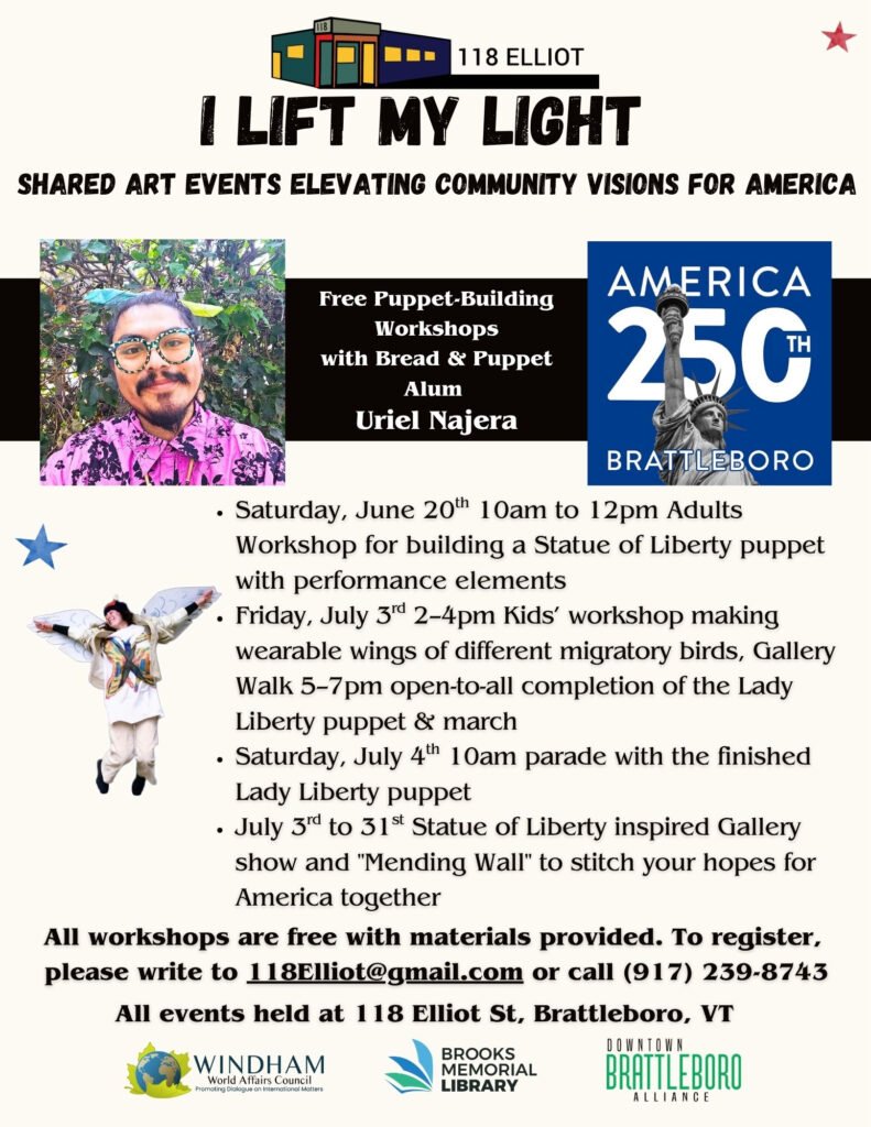 Community Puppet Workshops and Group Show at 118 Elliot – America 250 events