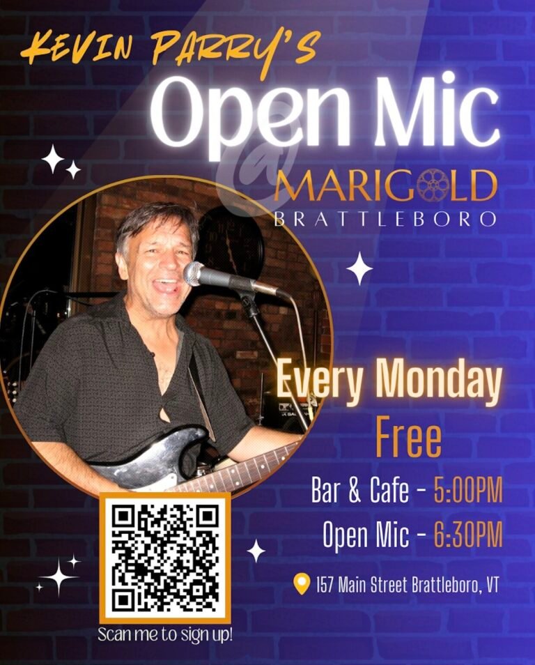 Kevin Perrys Monday Open Mic Night @ Marigold Brattleboro 768x954