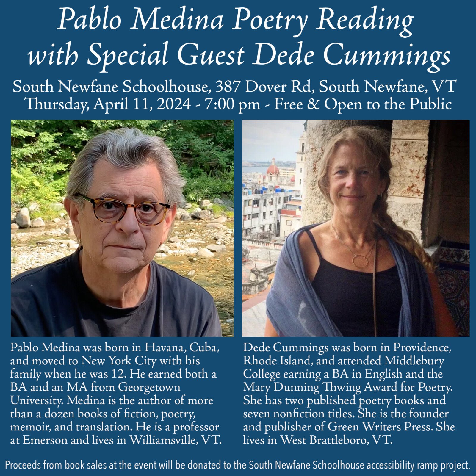Pablo Medina Poetry Reading with Special Guest Dede Cummings Sea of Broken Mirrors