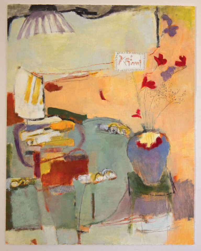 WEB Rona Lee Cohen Gray Table with Red Flowers 768x959