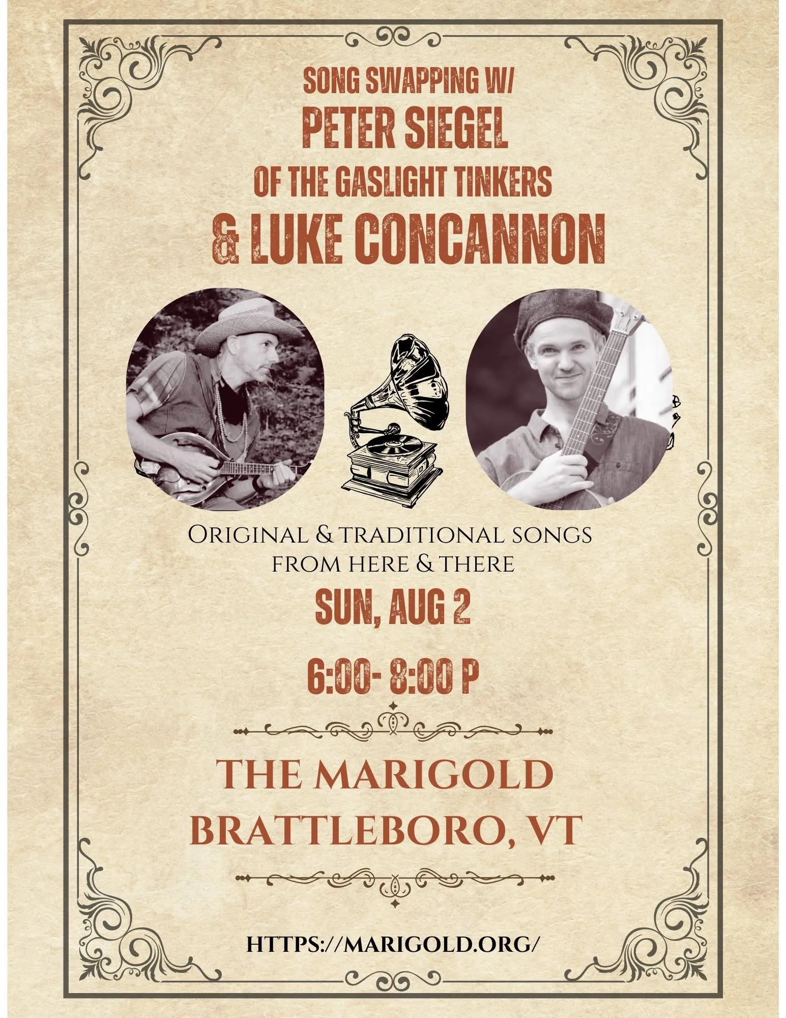 Peter Siegel and Luke Concannon at Marigold — event poster